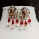 Handmade Brass Metal Jewellery Red Bead Pendant Set